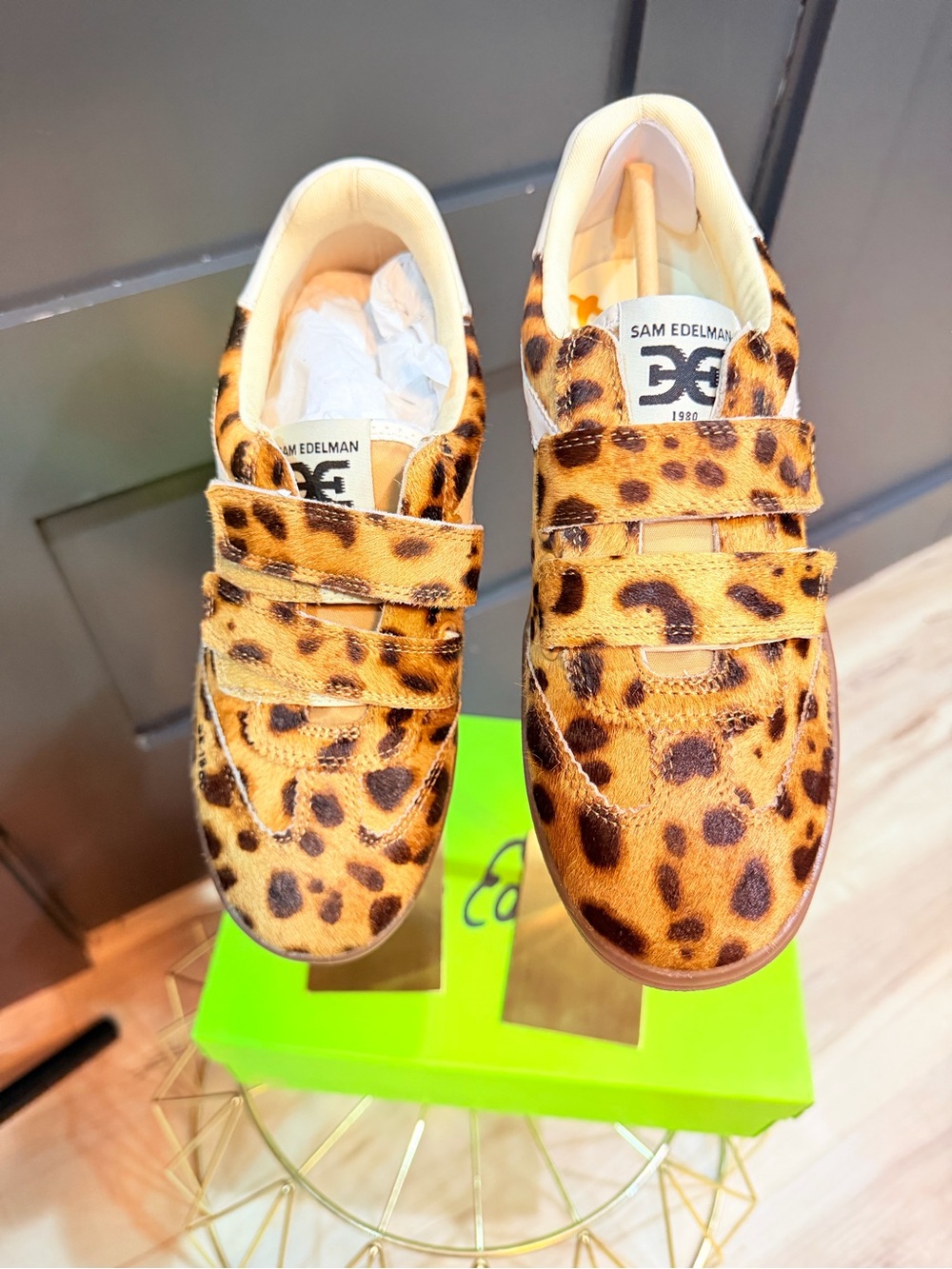Sam Edelman Talia Leopard Calf Hair Velcro Sneakers
